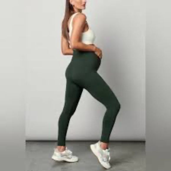 Blanqi Olive Green Maternity Everyday Belly Support Leggings Size Large - Picture 1 of 5